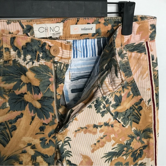 Anthropologie Chino Pants Sz 27 Relaxed Ankle Length Birds Foliage Botanical GUC - Picture 6 of 15